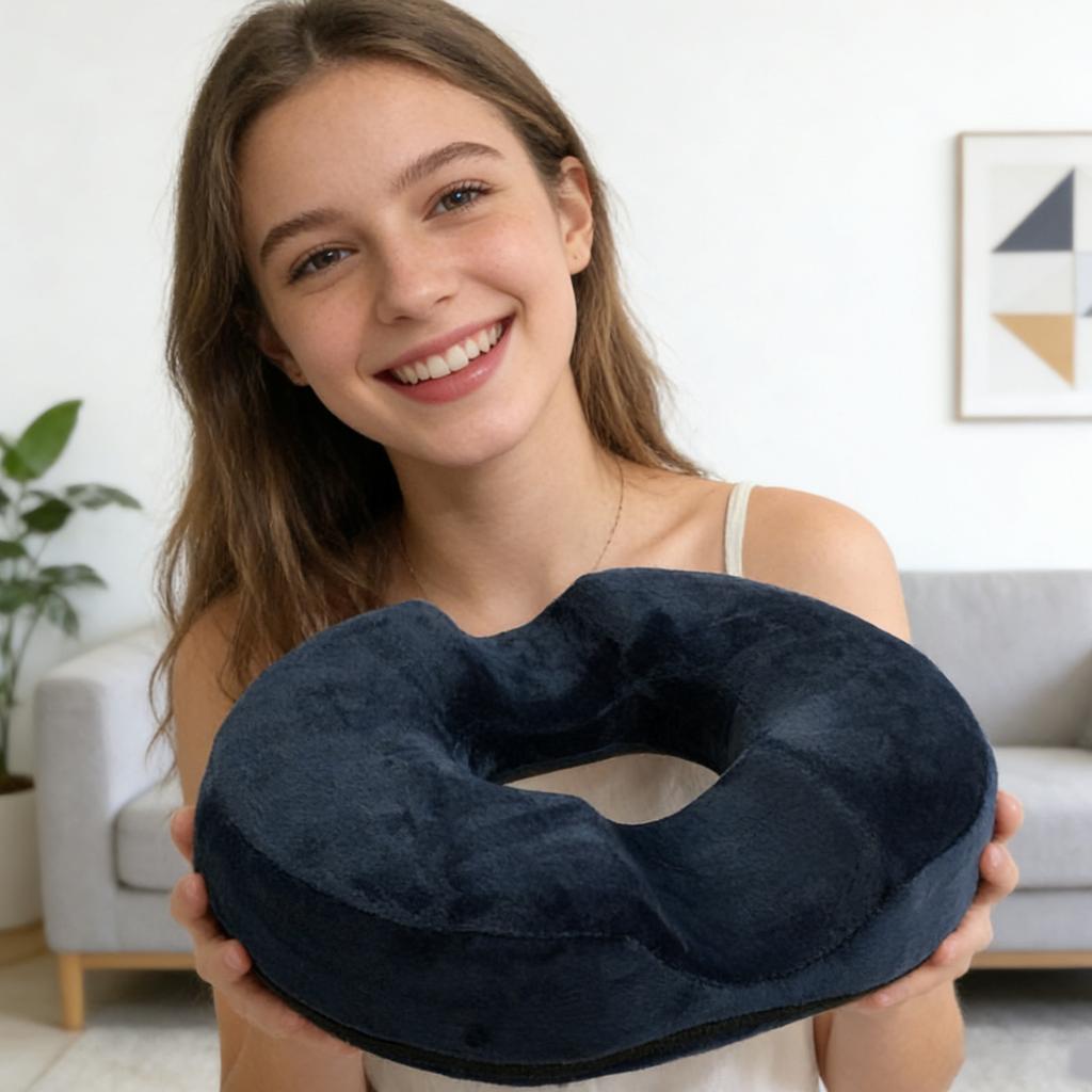 Memory Foam O-Shaped Hollow Seat Cushion – Slow Orthopedic Cushion For Chair, Car, Or Home. Breathable Mesh Fabric, Pressure-Relieving Hollow