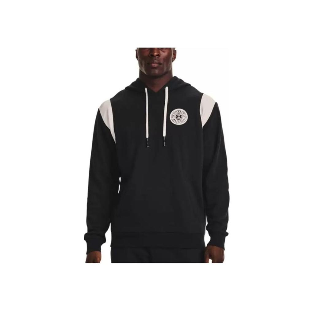 Under Armour Rival Logo Printed Drawstring Hooded Long Sleeve Sweatshirt Men Sweatshirt Black 1373829-001