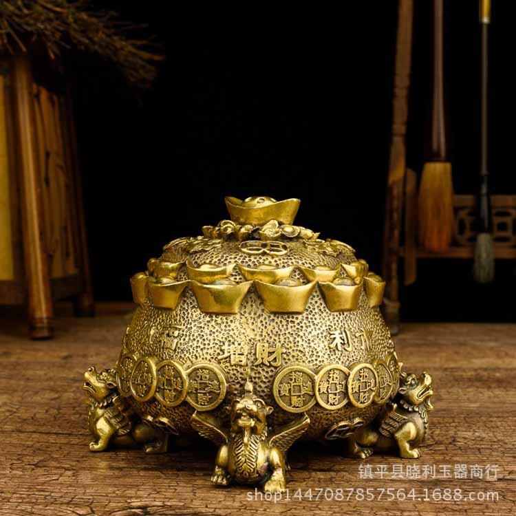 Copper Treasure Bowl Ornament Pixiu Living Room Housewarming Gift Metal Craft