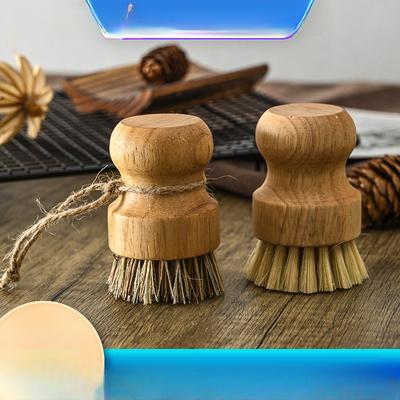 Pot Washing Tool, Dishwashing Brush, Short Handle, Natural Sisal Hemp Household Kitchen Utensils Tool, Coconut Palm Cleaning and Decontamination Brush