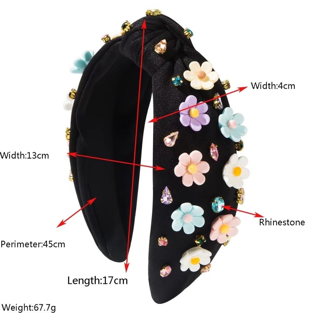 Gifts Baroque Diamond Flower Headband Wide Floral Accessories Sweet Headbands Candy-colored Women's Hair Accessories
