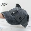 Unisex Hip Hop Cap Cat Ear Trucker Hat, Baseball with Detachable Sunglasses, Fashionable Outdoor Sun Hat Adjustable Pilot Style for Travel UV
