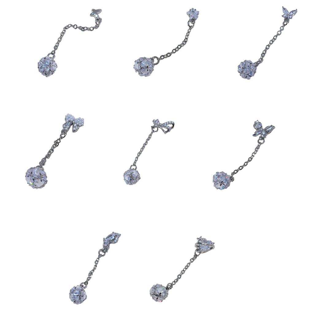3D Dangle Nail Charms Bowknot Nail Art Charms Zircon Nail Gems Nail Art Rhinestones DIY Manicure Nail Art Decorations