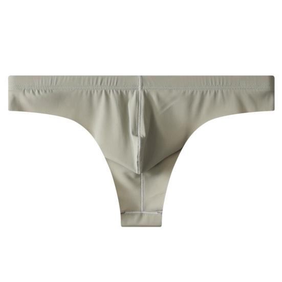 Men Sexy Thongs Ice Silk Cool Underpants Breathable Low-Waist Thong Briefs Quick-Dry Moisture-Wicking Underwear for Summer Daily Wear