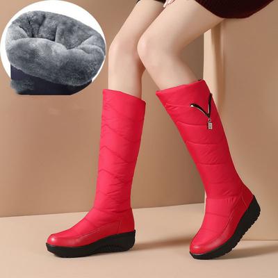 Warme bont dames hoge sneeuwlaarzen pluche winter moeder schoenen waterdichte mode casual wig knie hoge laarzen grote maat