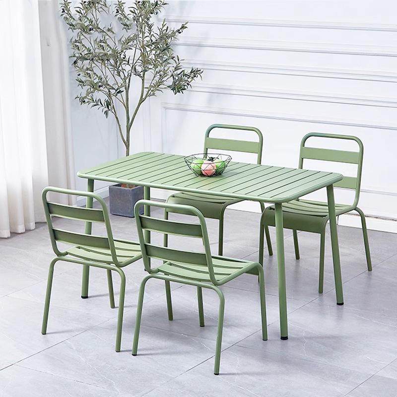 Modern Wrought Iron Outdoor Table & Chair Set for Garden, Courtyard, or Balcony