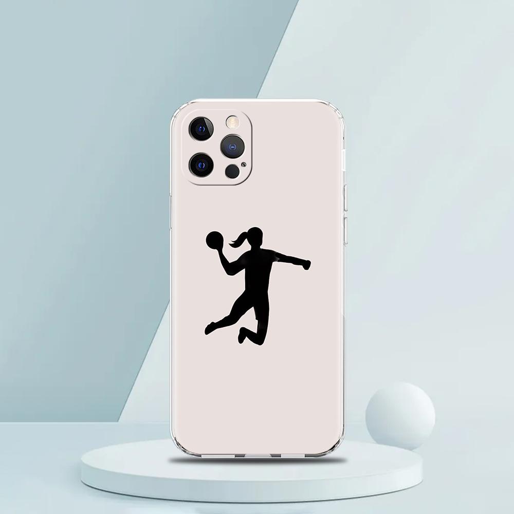 For iPhone 15 16 14 13 12 mini 11 Pro Max XS X XR SE 7 8 Plus Silicone Clear Cover Handball Sport Luxury Phone Case