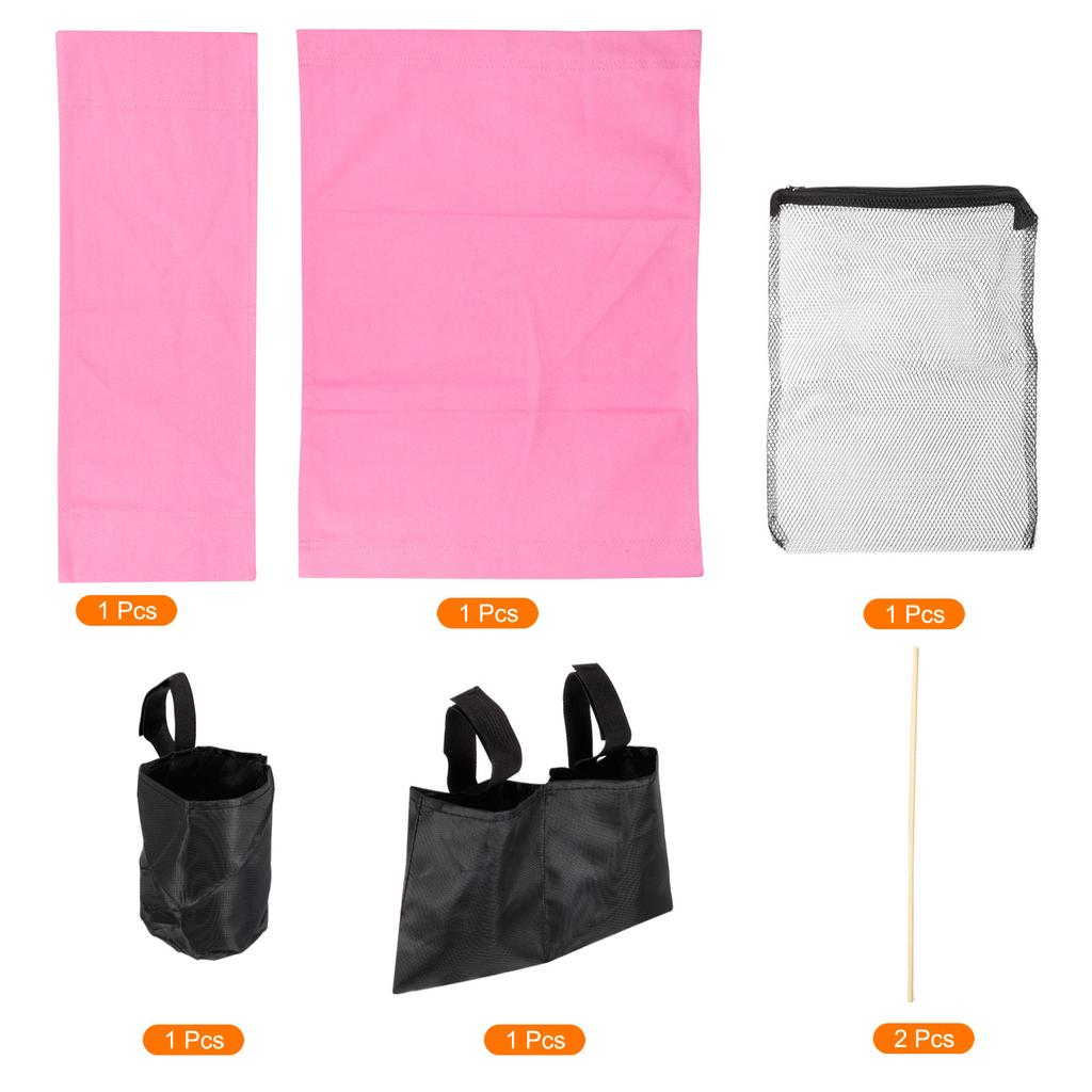 Director Chair Accessories Set, 5in1 Set Makeup Chair Canvas Replacement Kit and Portable Side Storage Bags, Hanging Mesh Bag, P