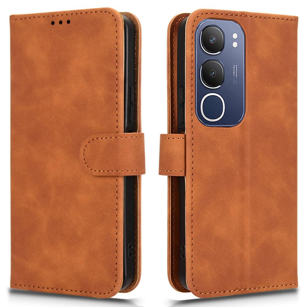 For vivo Y19s 4G Leather Case Skin-Feel Anti-Drop Wallet Flip Phone Cover