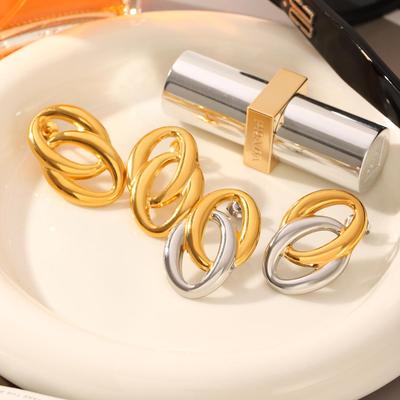 Geometrische Farbblock-Edelstahl-Steckohrringe - Hochwertiger, Vielseitiger Titan-Schmuck