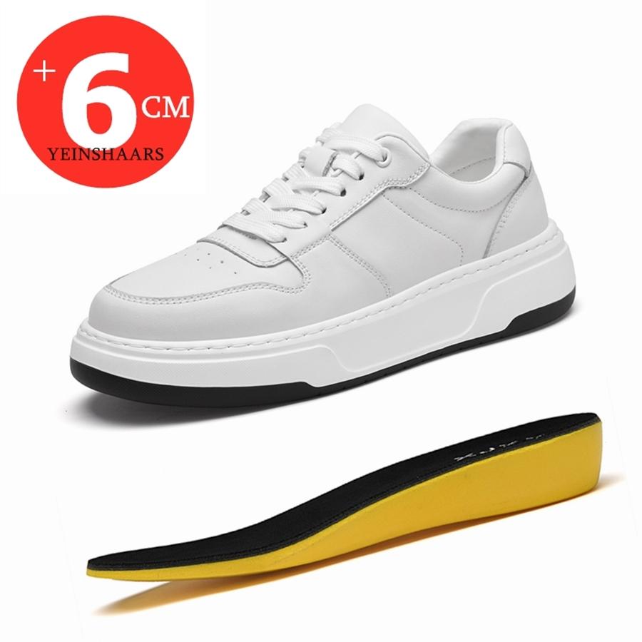 Cow Leather Elevator Shoes Height Increase Shoes for Men Insole 6cm Lift Casual Shoes Man Sneakers Hidden Heels Heighten Shoes