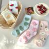 Autumn And Winter Coral Fleece Socks Women'S Fruit Cute Girl Medium Tube Floor Socks Women'S Fleece Thickened Sleep Confinement Socks