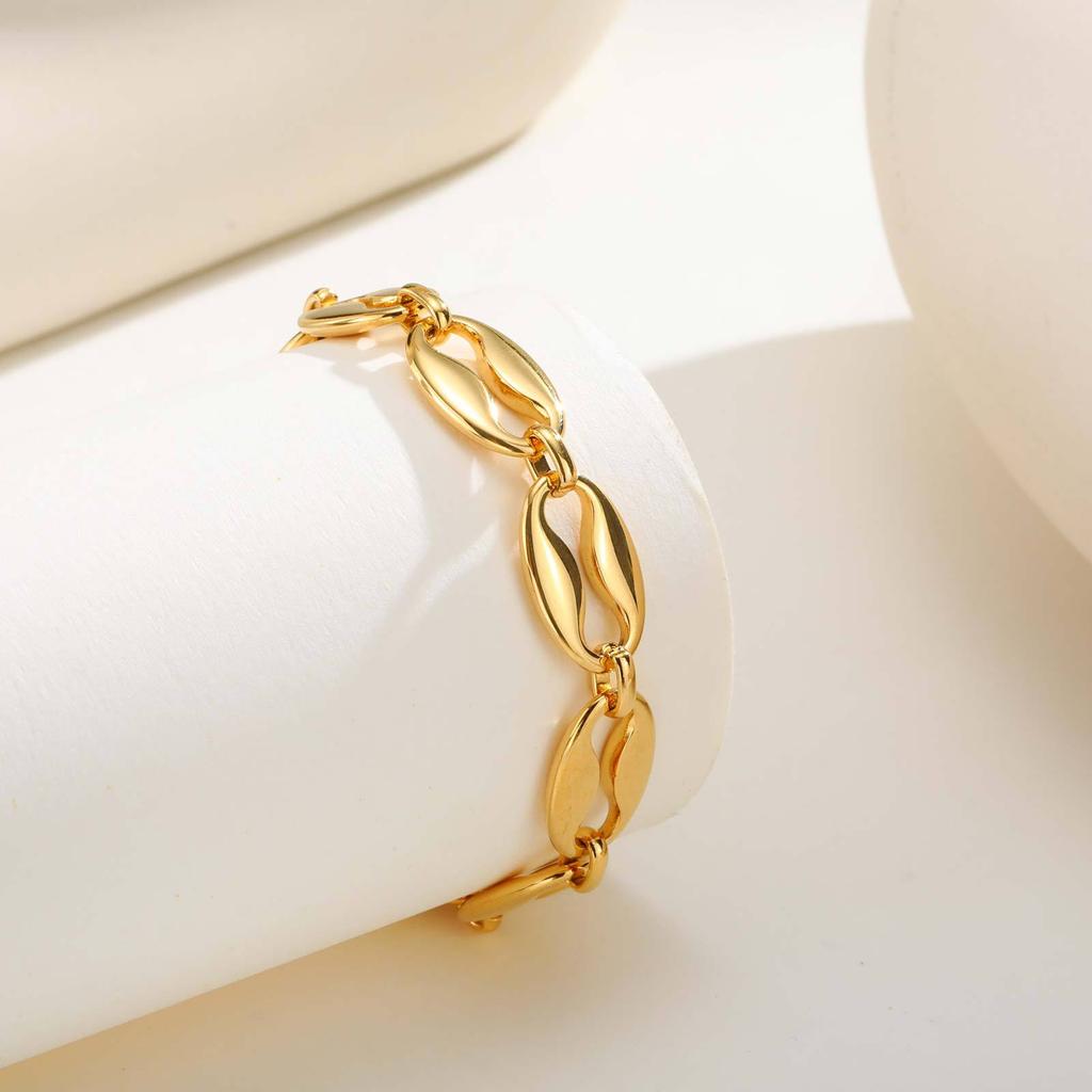 Stainless Steel Full Light Lip Chain Bracelet 18K Gold, Fashion Ladies Jewelry Br-2640