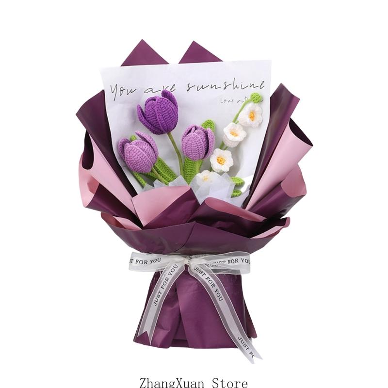 

3XUF Crochet Flower Bouquet Set with Crochet Hook Yarn Needle Step-by-Step Instruction and Knitting Accessories for Beginner China Mainland