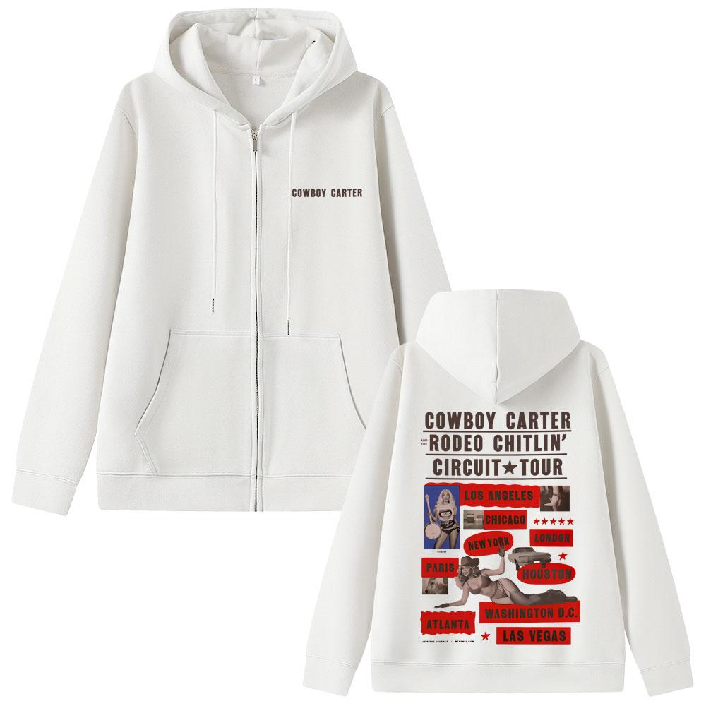 Hanorac cu fermoar grafic album Cowboy Carter Beyonce Modă masculină Streetwear supradimensionat Femei Bărbați Hanorac larg cu fermoar