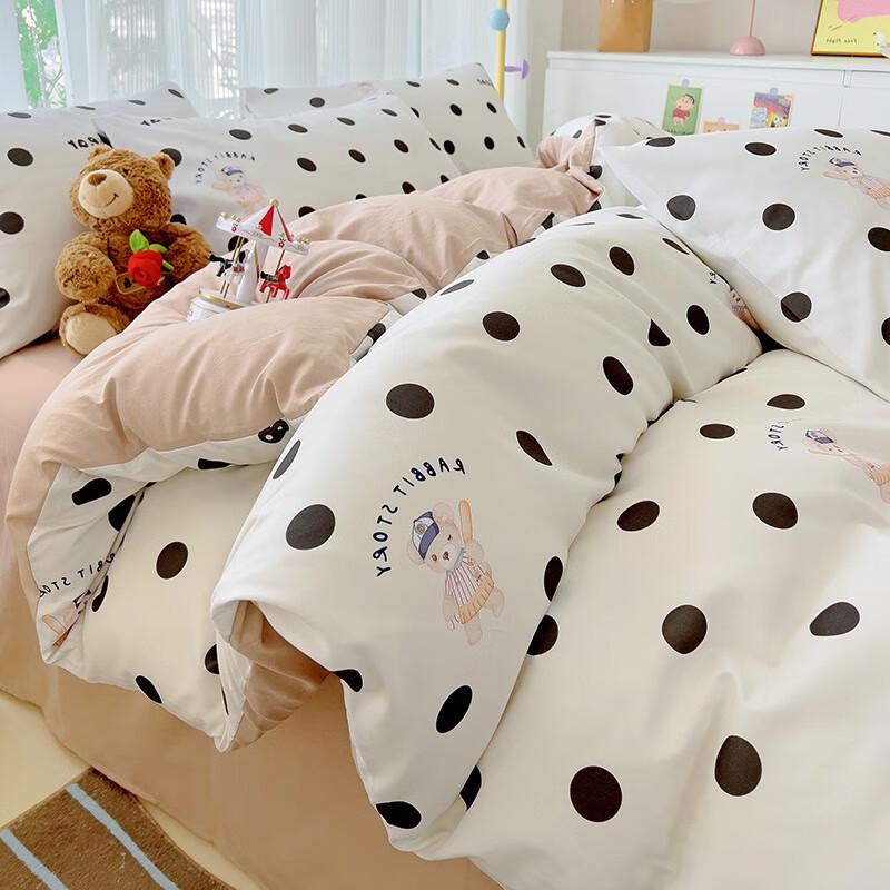Set Lenzuola 4 Pezzi Orso Fiocco Cotone Lavato Lilang