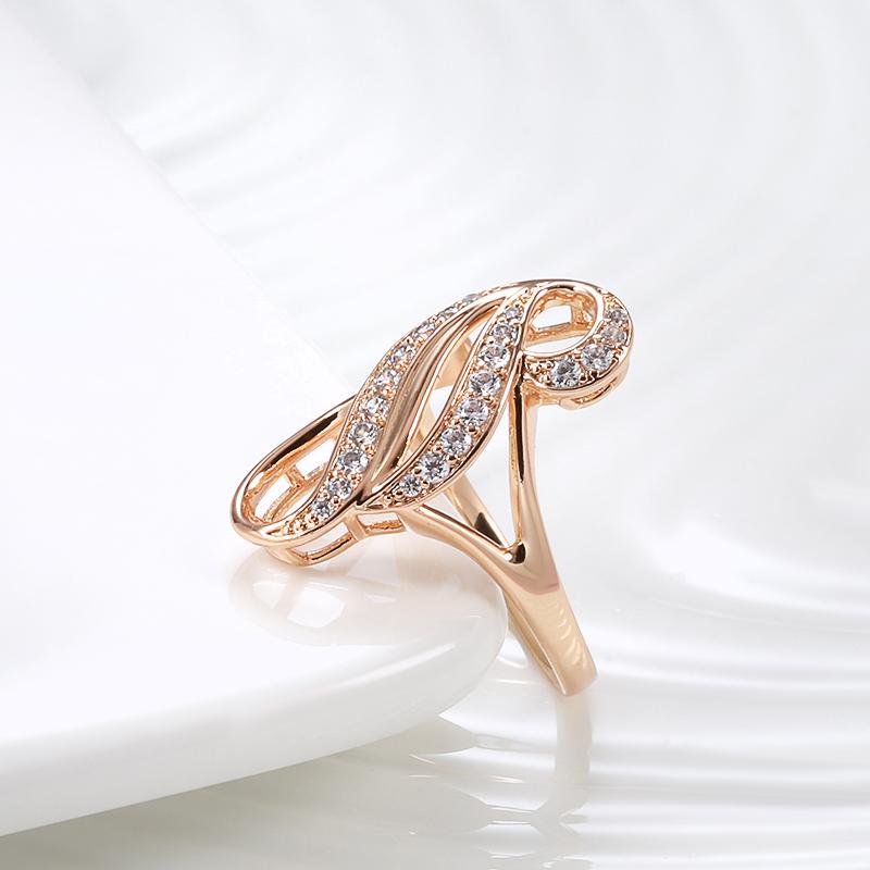 Rose Gold Color Bride Big Rings Fashion Natural Zircon Flowers Accessories High Quality Women Daily Fine Jewelry