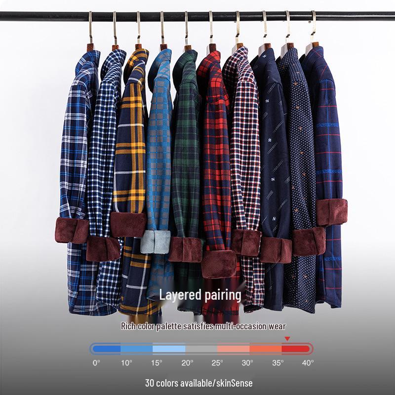 Cămașă groasă cu carouri și căptușeală din fleece pentru bărbați pentru Toamnă/Iarnă – Opțiuni multicolor disponibile