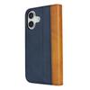 For iPhone 16 Case Calf Texture 3 Card Slots Color Splicing Leather Phone Cover