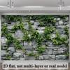 2D Rustic Stacked Stone Wall Green Ivy Vine Indoor Photo Backdrop