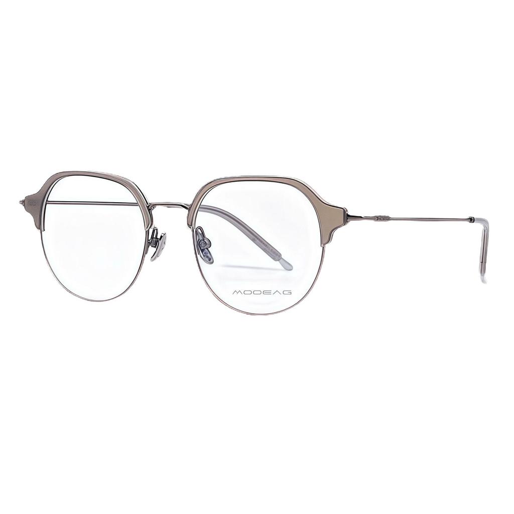 Unisex Full Frame Pure Titanium Eyeglasses with Acetate Oval Eyebrow Line