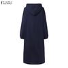 ZANZEA Women Hoodies Casual Long Sleeve Patchwork Sweatshirt Dress