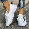 White Print Knitting Flat Shoes Women Spring Autumn Breathable Soft Bottom Sneakers Woman Comfort Non Slip Casual Shoes Size 43