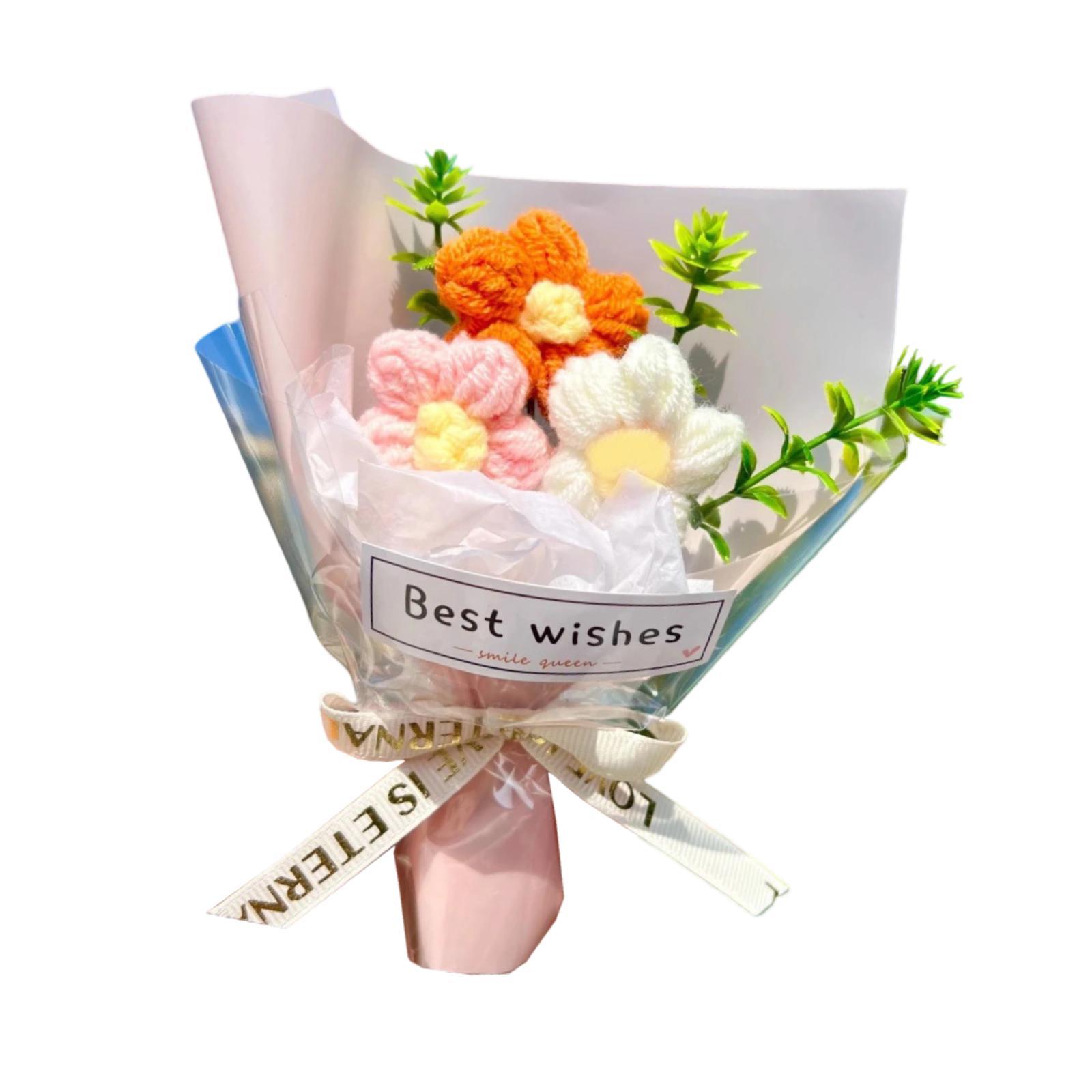 Decoration of crochet flowers Bouquet Mother Day Gift from your daughter son розовый