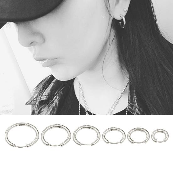 1 Pair Stainless Steel Fashion Punk Unisex Ear Hoop Circle Earrings Jewelry Gift