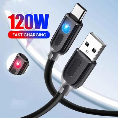 High Quality Universal 120W Type C Cable with LED Light Quick Charge Charging Cable 1M USB C Data Line
