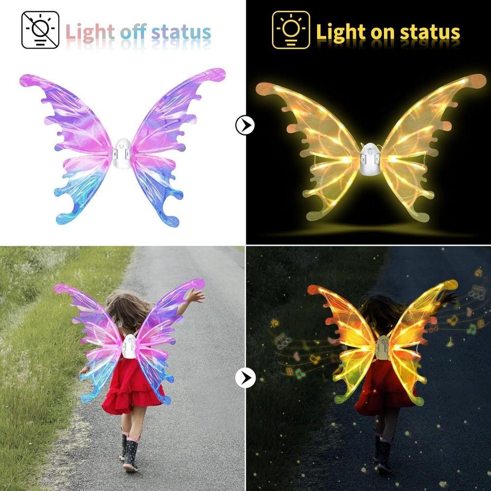 with Music Moving Butterfly Wings Light Up Fairy Glowing Wings Elf Wing  Party Festival Decoration
