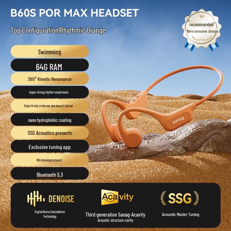 

SANAG B60S Pro Max 64GB Bone Conduction Sports Headphones