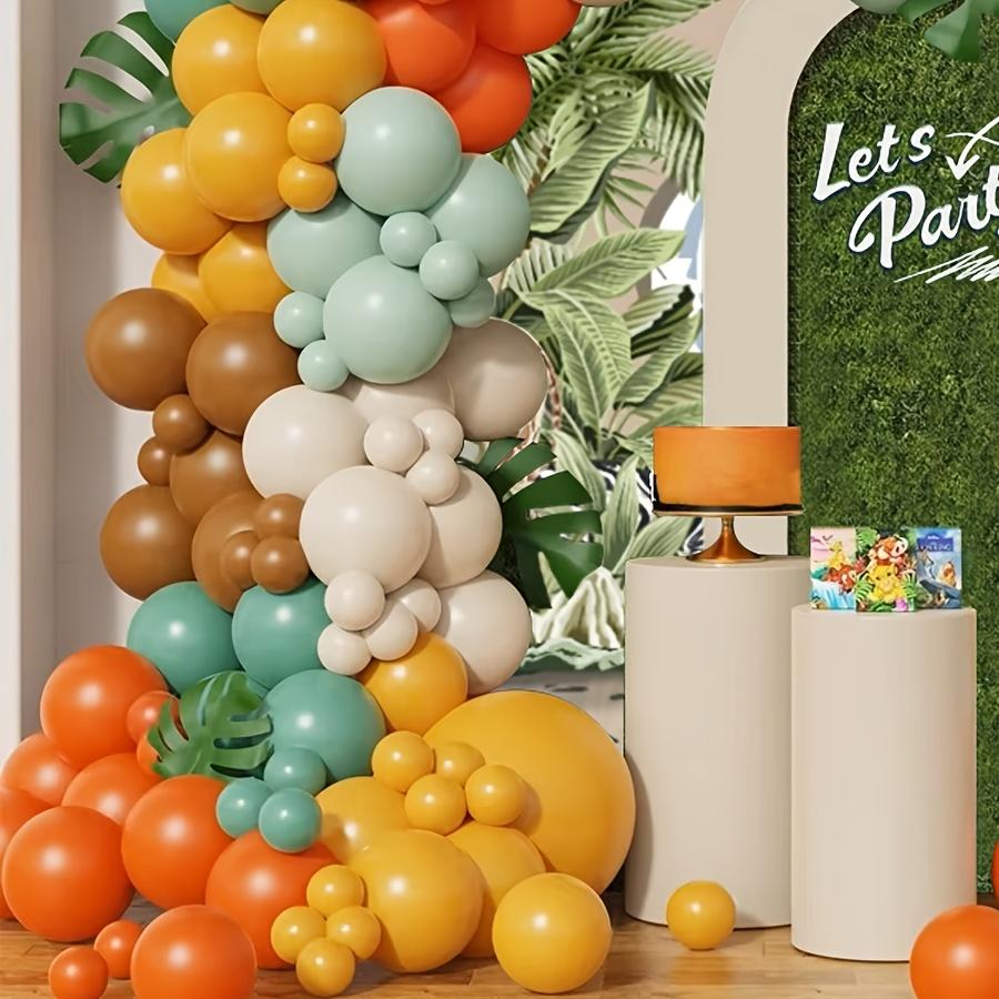 Kit Arco Guirlanda de Balões Floresta 128 Peças Marrom Laranja Verde Sálvia Balões Látex para Chá de Bebê Selva Decoração Festa de Aniversário Presentes