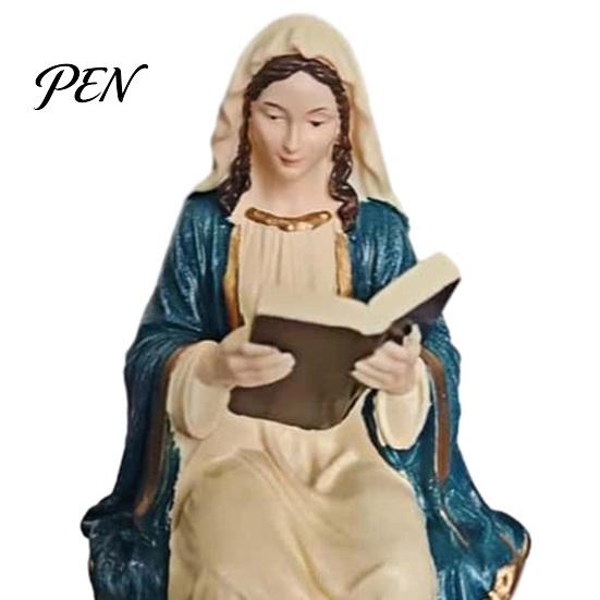 Religieuze Hars Ornamenten Jezus en Maagd Maria Lezen Boekenplank Beeldjes, Zittende Beelden, Christelijke Beelden voor Huisplank Decoratie, Katholieke Beelden