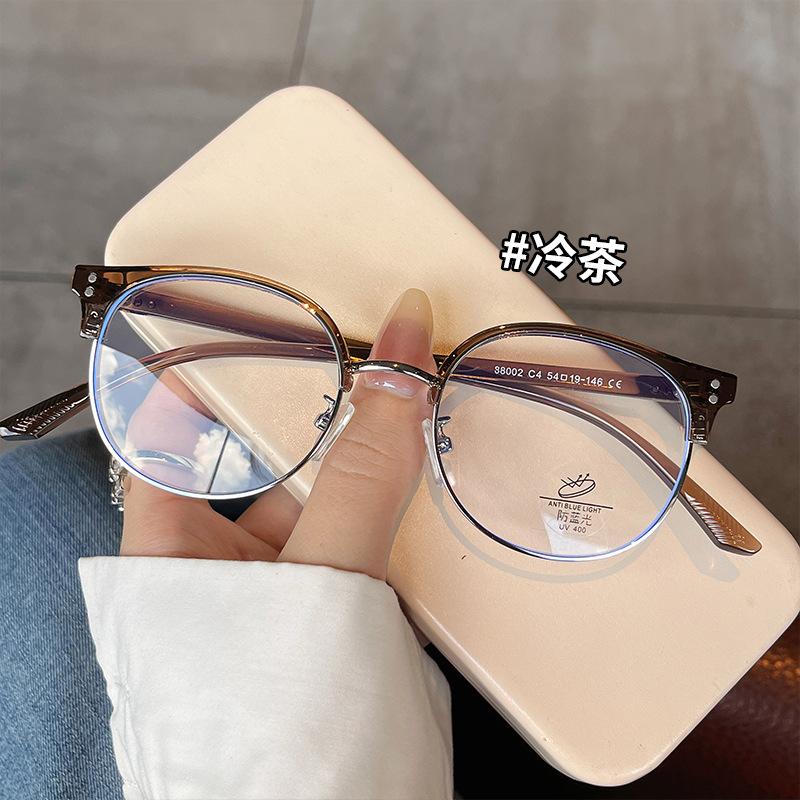 Vintage Retro Style Male Glasses Semi-Rimless Blue Light Blocking Glasses For Women High Quality Women'S Glass