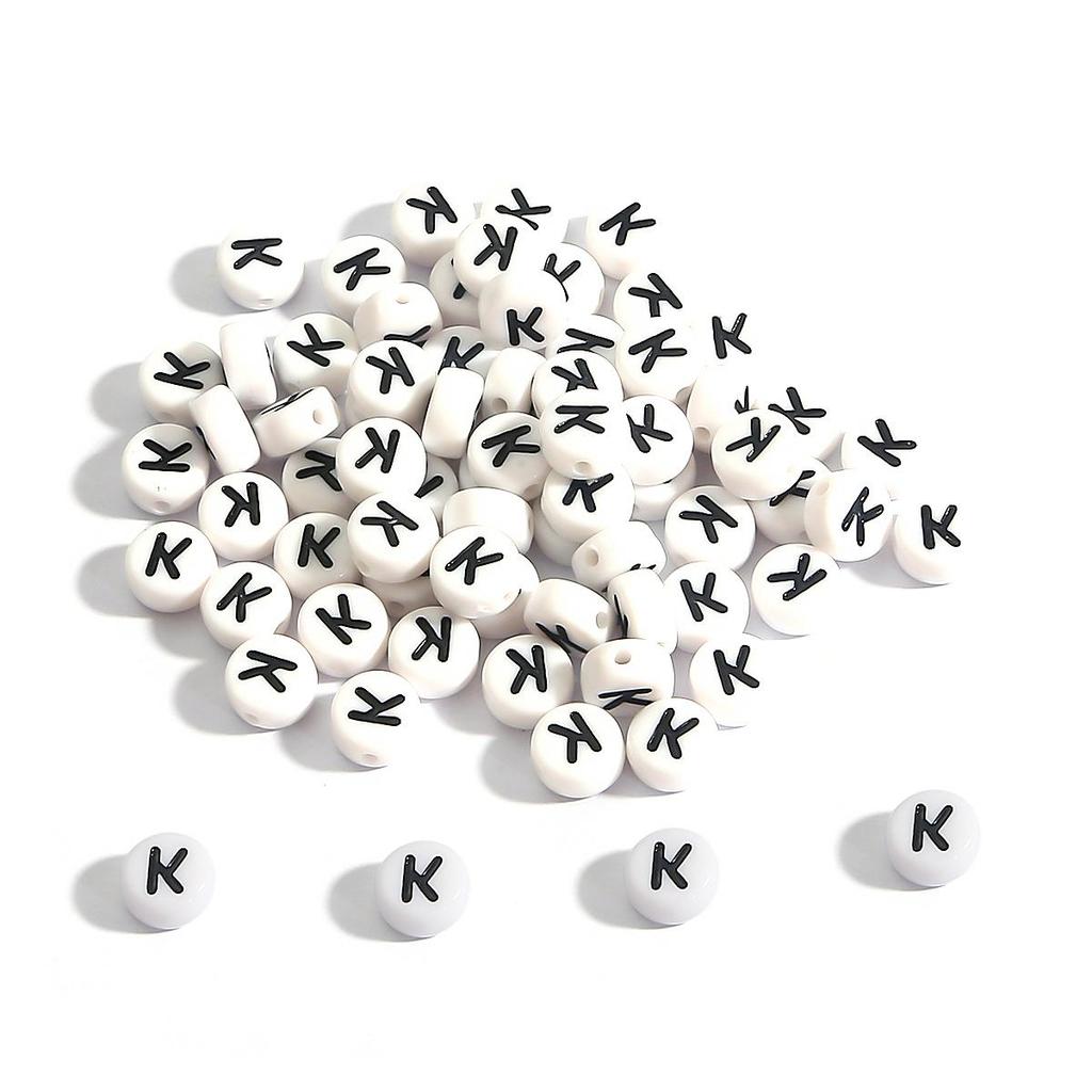 100Pcs Acrylic Letter Round Flat Beads DIY Jewelry Making Accessories