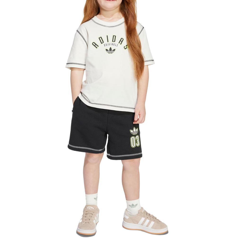 adidas Originals Casual Sportswear SHORT TEE SET 2 Piece Set White/Black Children Aged 3 7 Years Old JX5259