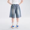Girls' Soft Denim Shorts with Fruit Embroidery