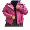 Womens PINK Leather BIKER JACKET,Biker Motorcycle Jacket,Hot Pink,Ladies Designer,Motorcycle Leather Jacket,Moto Jacket,Gift For Wife