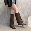 Fashion Women Knee High Boots Fashion Pointed Toe Long Boot Thin High Heels 2025 Autumn Fashionable Outdoor Womens Boots Plus Size 35-42