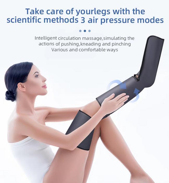 Pressotherapy Leg Massager 2000mAh - Portable Air Compression Massage for Calves & Thighs - Muscle Recovery & Pain Relief