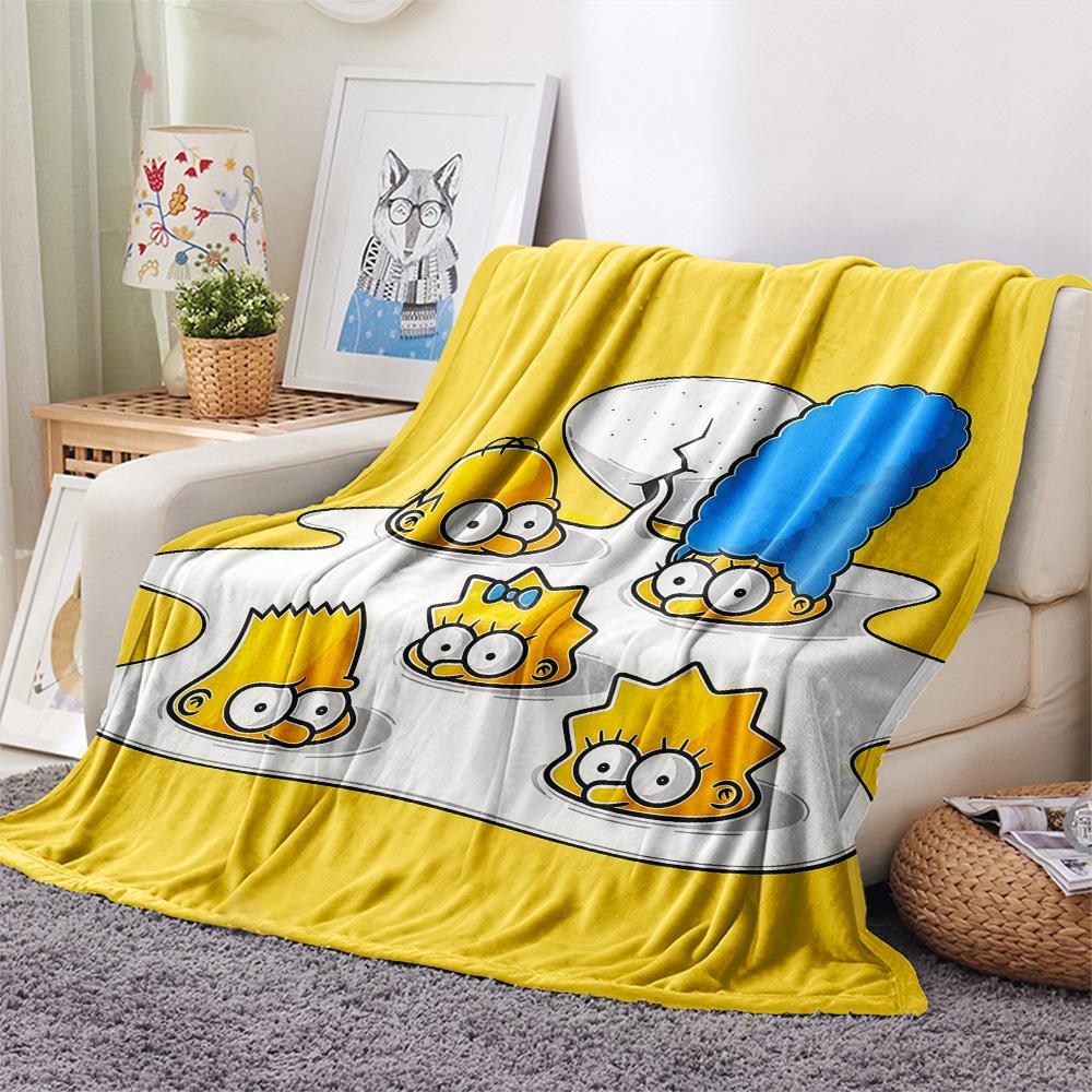 The Simpsons Flannel Blanket, High quality Comfortable for All Seasons, Home Decor, Warmth and Comfort