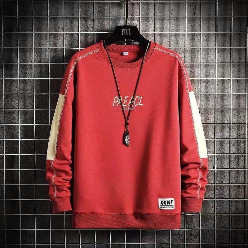 Men's High Street Crewneck Sweatshirt - Trendy Loose Fit, Long Sleeve, No Hood for Autumn/Spring.