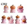 Exquisite Halloween Craftsmanship Statue Pumpkin Ghost Shape Figurine Pink Desktop Ornament Resin Handheld Tabletop Decoration Durable