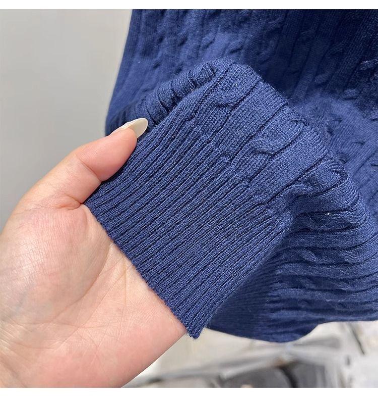 Women's Soft Knit Royal Blue Crew Neck Short Sleeve Sweater - Stylish & Slim Fit, 2025 Spring/Summer Korean Fashion