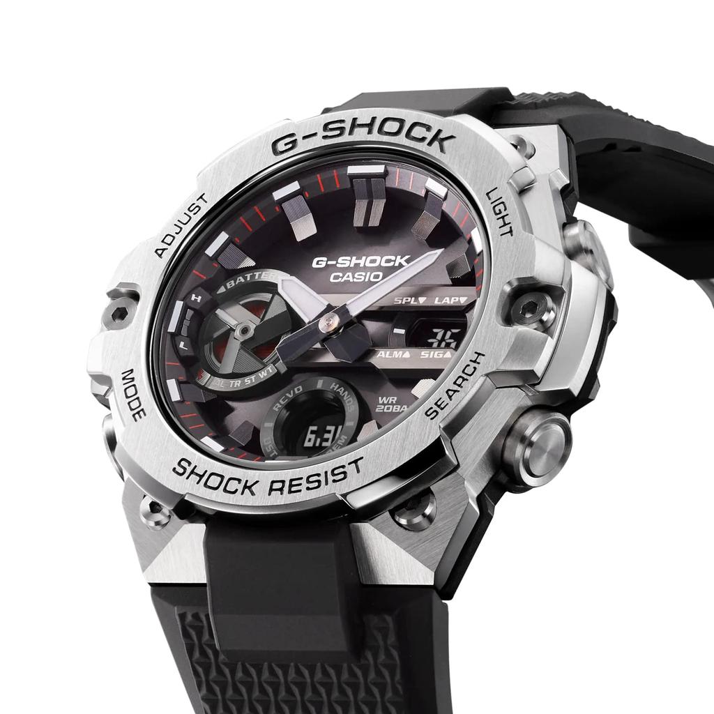 CASIO Bluetooth Watch with Tough Solar and Stainless Steel G-SHOCK G-STEEL Men's Case, GST-B400-1A
