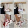 Lace Ribbon French Stick Handbag Sweet Underarm Bags Portable Bow PU Shoulder Bag  Girls