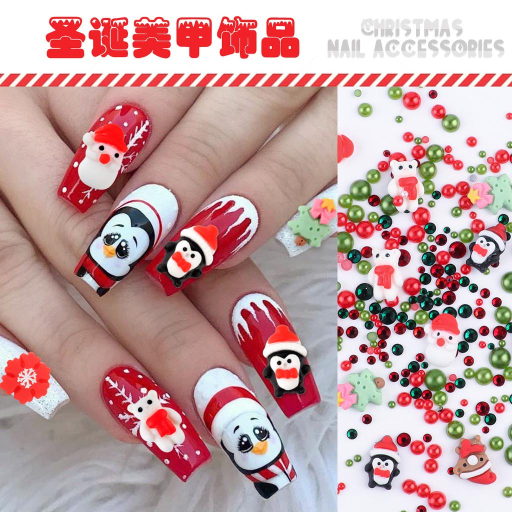 Nail Art Christmas Bells Snowflake Elk Snowman Nail Art Ornaments Halloween Kid Funny Ghost Pumpkin Nail Accessories