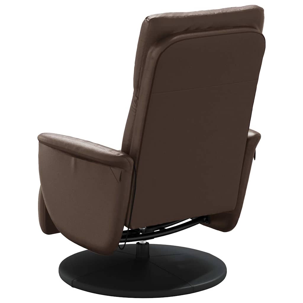 Foldable Massage Armchair with Footrest, Brown, Faux Leather