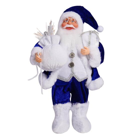 12" Santa Claus Figurine Christmas Standing Santa Claus Doll with Gifts for Holiday Home Office Table Decoration